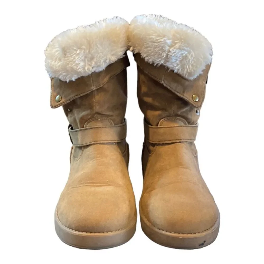 G by Guess Faux Fur and Leather Ankle Boots Size 7.5